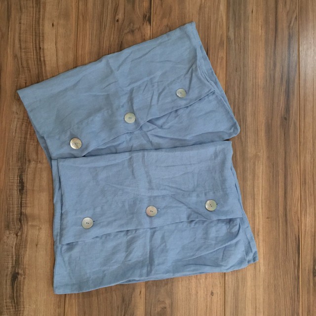 Pottery Barn 2 Standard Blue Woven 100 Linen Pillow Sham