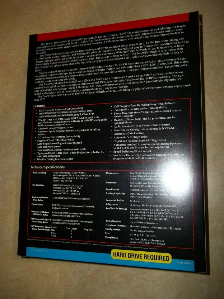 ZOOM Model 110 Internal 14.4 Fax Modem for PC Factory Sealed NEW IN BOX - Image 2 of 4