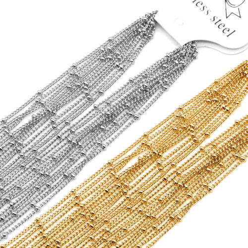 10 pièces/lot chaînes collier chaîne perle en acier inoxydable pour bijoux à faire soi-même faits main - Photo 1 sur 5