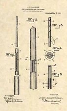 Original 1911 Pool Cue US Patent Art Print - Vintage Billiards Antique - 414