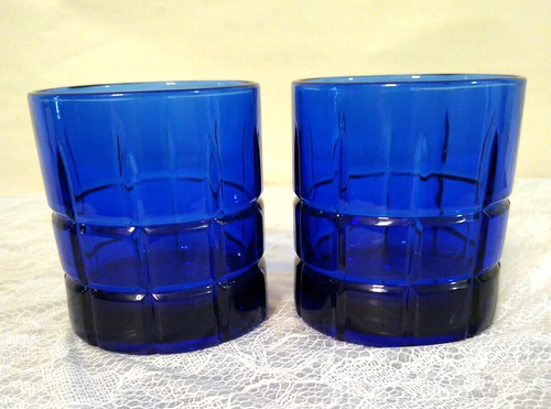Anchor Hocking Cobalt Blue Manchester 10 oz. Lowball Glasses set of (2) - Picture 4 of 10