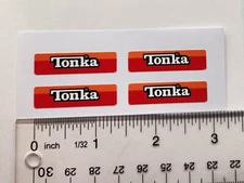 Tiny Tonka Logo Sticker Decals, Early 1980s, For Tiny Tonka Trucks, Red/Orange 