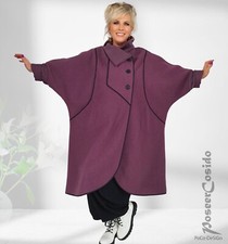 LAGENLOOK Oversize Mantel Walk Wolle mauve 48 50 52 54 56 58 60 XL-XXL-XXXL