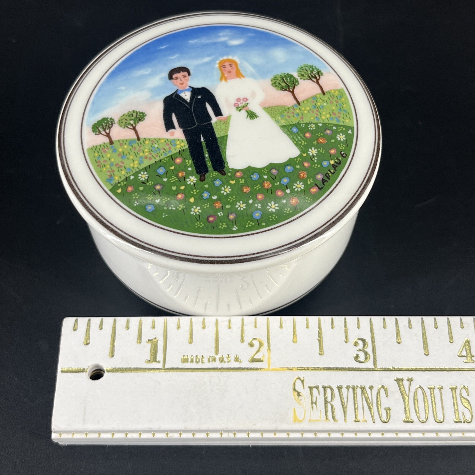 Villeroy & Boch Bride & Groom Design Trinket Box Naif Wedding Porcelain 3"