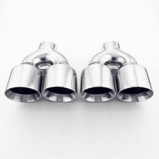 Stainless Steel Quad 4 Out 2.5 Inlet 9 Long Dual Wall Exhaust Tips Dual Wall