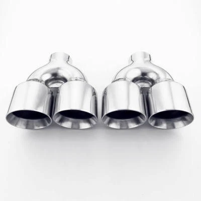 Stainless Steel QUAD 4" Out 2.5" Inlet 9" Long Dual Wall Exhaust Tips Dual Wall - Bild 1 von 4