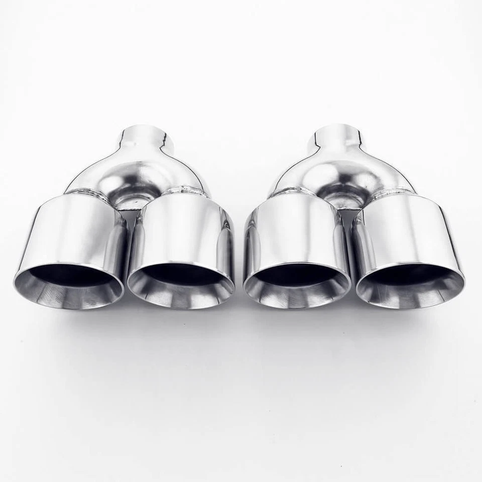 Stainless Steel QUAD 4" Out 2.5" Inlet 9" Long Dual Wall Exhaust Tips Dual Wall - Bild 1 von 4