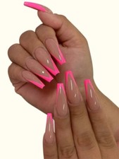 Pink Fake Nails 24 Pieces & 1sheet Tape & 1pc Nail File