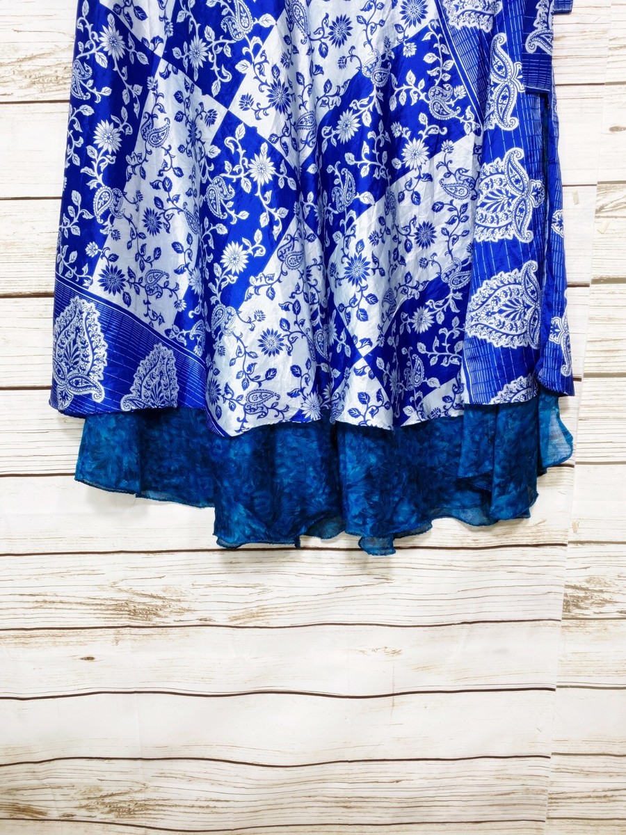 Vintage Just Cruising Womens Wrap Skirt Free Size Blue