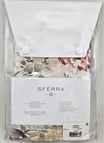 $1005 SFERRA SIENA QUEEN DUVET COVER 2 SHAM WATERCOLOR VIOLETS ROSE FLOWER ITALY - Picture 8 of 14