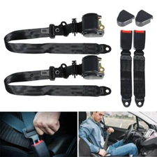 2 Set Fit For 1982-1995 Jeep Universal Black 3 Point Retractable Seat Belts