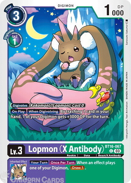 BT16-067 Lopmon (X Antibody) : Common Digimon Card : BT16: Beginning Observer