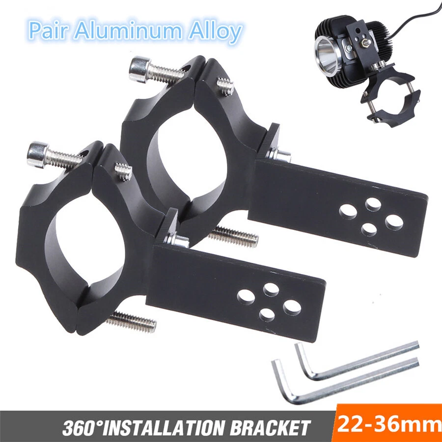 Pair Motorcycle Headlight Mount Bracket 22-36mm Tube Fork Spotlight Holder Clamp - Image 3 of 4