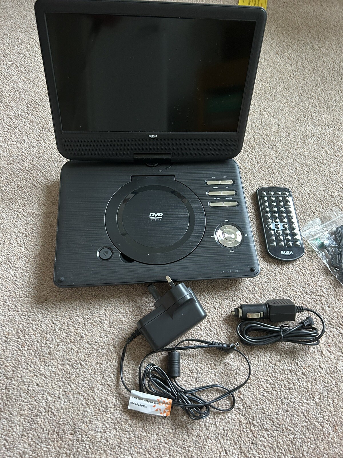 Bush T1001C Portable InCar DVD Player 10" Screen Black With Plug eBay