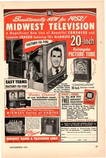 1951 Print Ad Midwest Radio & Televsion Corp New Line of Beautiful Consoles 1952