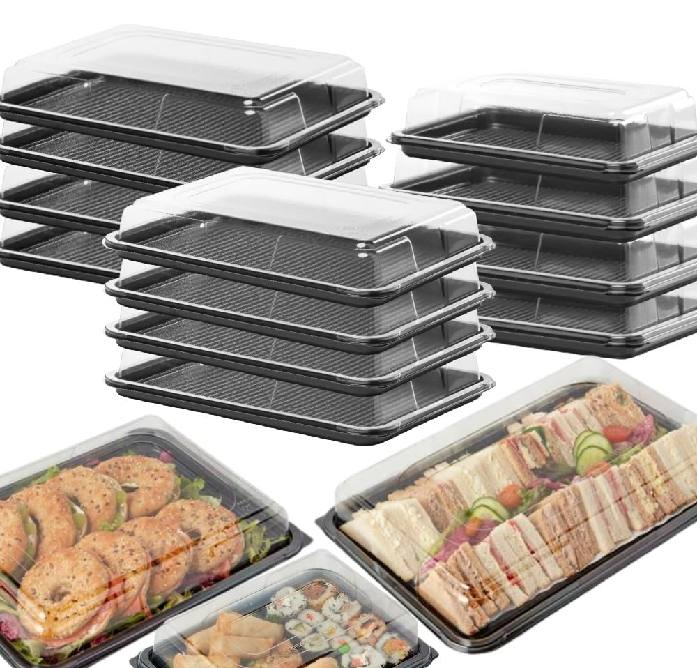 10x Large Catering Platters Trays & Lids Parties sandwiches Buffets