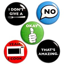 Sarcastic Pin Buttons For Backpacks Jackets Lapels 5 Pack Profanity Puns 1" P1-3