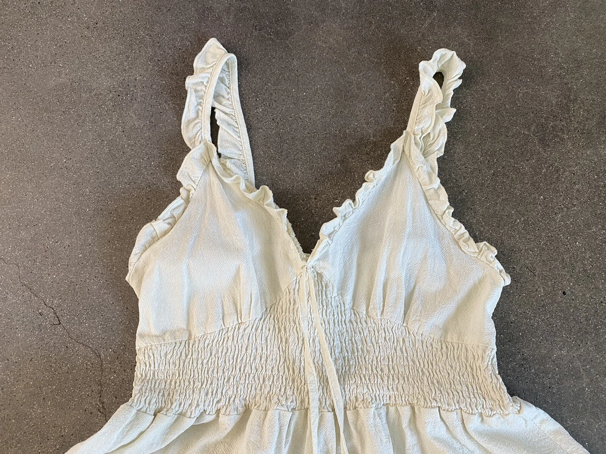 Romwe cream cotton mini sun dress women s S eBay
