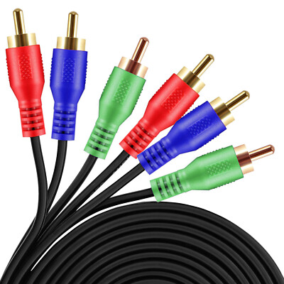 Premium 3 RCA Cable Audio Video Composite Male to Male DVD Cable (6 Feet) US