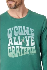 NWT Men's Life Is Good Tripp O Come All Ye Grateful Green LITE LS Crusher Tee