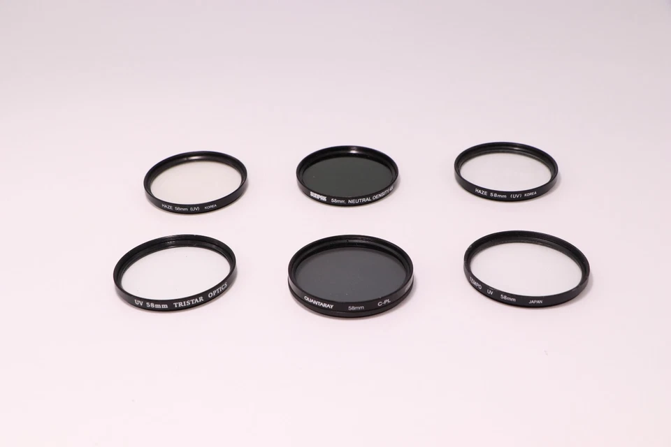 58mm Camera Lens Filter Lot of 6 Tristar Optics, Sunpak, Quantaray, Tempo - Image 2 of 2