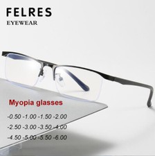 Metal Half Frame Anti-blue Light Myopia Glasses For Men Business Retro Glasses