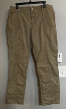 LL Bean Pants Washed Utility Canvas Hiking Outdoor Cotton Stretch Womens 14 New