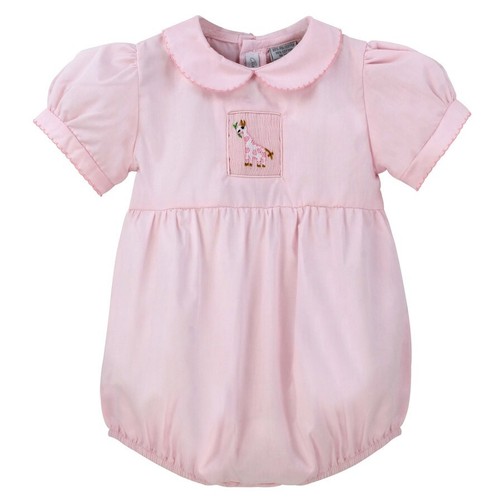 NWT Carriage Boutique Pink Smocked Giraffe Bubble Romper Baby Girls 3M 3 Months