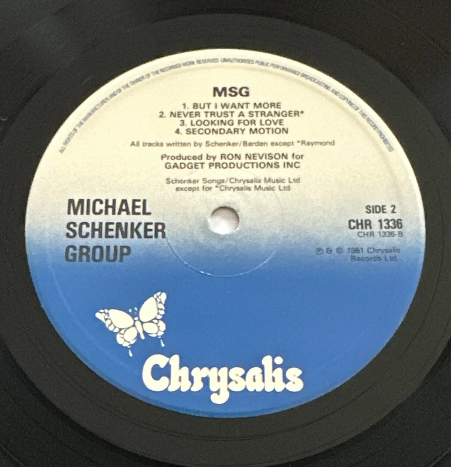 The Michael Schenker Group MSG  Vinyl LP Chrysalis CHR 1336 1981 Embossed EX/EX Foto 4 de 4