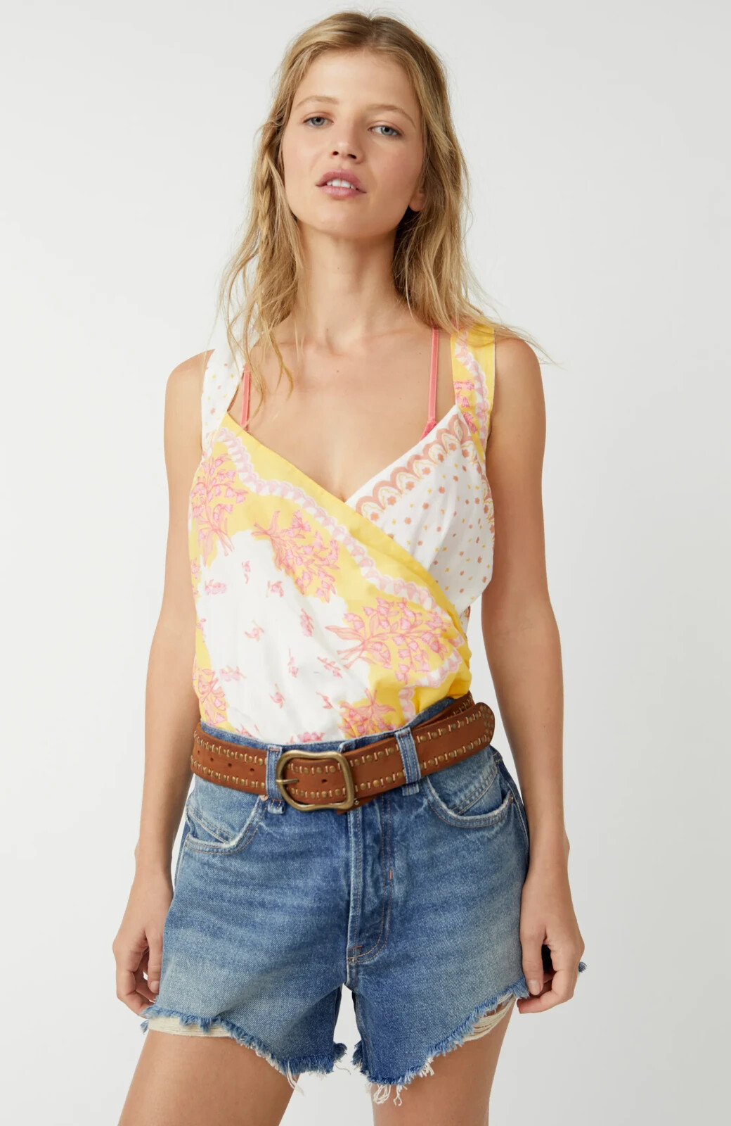 Free People Sweet Thing Bodysuit Top XS 2 Women Casual Printed Blouse NEW 46513
