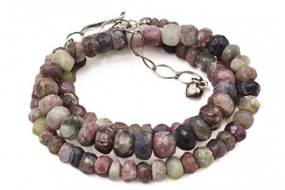 DTR Jay King Signed Sterling Silver Rhodochrosite Beaded Link Necklace