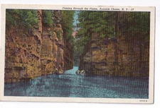 Vintage 1948 The Flume, Ausable Chasm New York, Linen Postcard