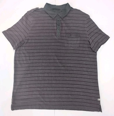 Y2K Sean John Polo 3XL Mens Purple Plum Striped Retro Hip Hop Shoulder Epaulet 