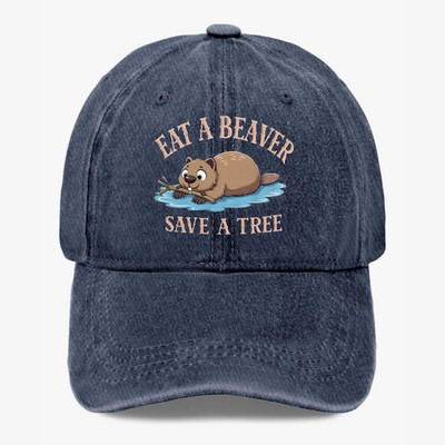 Eat A Beaver Hat Funny Animal Meme Sarcastic Humor Washed Baseball Cap Gift