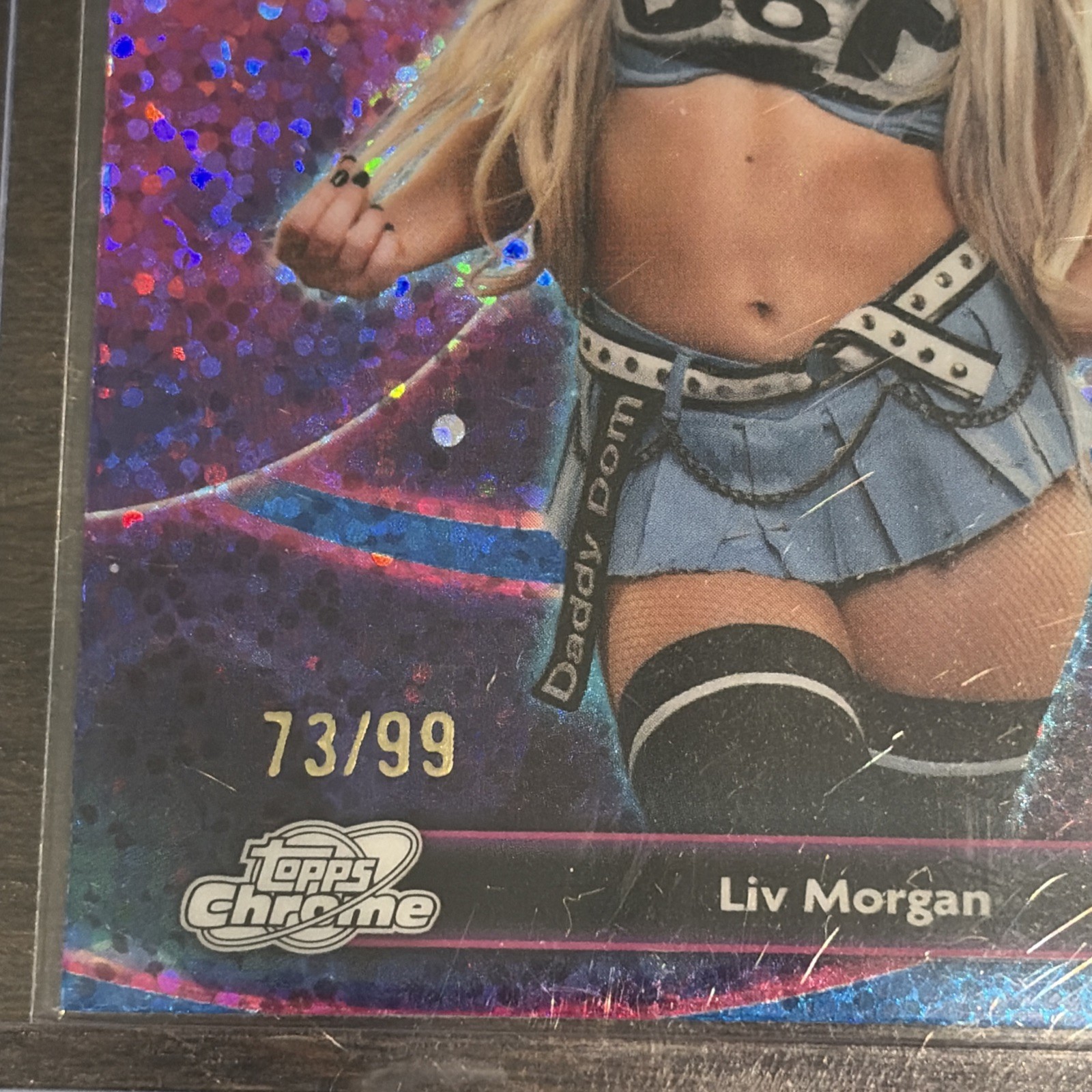 Liv Morgan 2026 WWE Topps Cosmic Chrome 73/99 Blue moon Galaxy Greats view 2