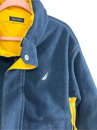 Nautica Vintage 90s Yellow and Navy Reversible Sailing Windbreaker Jacket Size L image 12
