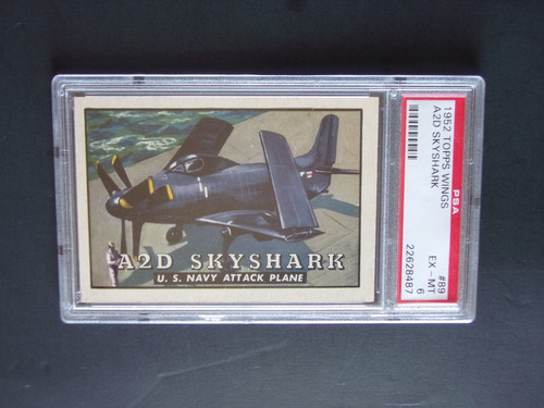 1952 Topps Wings, A2D Skyshark, U.S Navy Attack Plane, Card# 89, PSA-6