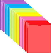 Heavy Duty Plastic Pocket Folder with Prongs and Clear Front Pocket - 18 Pack, 3