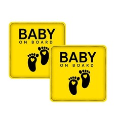 Baby On Board Signs for Cars   5"x5" Bright Yellow Vinyl Stickers, Pack of 2 ...