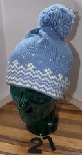 WIGWAM, Made In USA, Blue Knit Winter Hat With Pompom! Gently Preowned .. 27