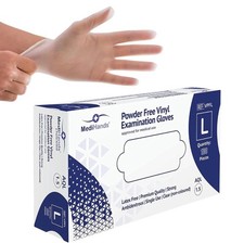 Medihands Vinyl Clear Large Gloves, Disposable Surgical Gloves, Box of 100