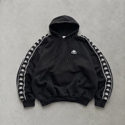 Vintage Kappa Hoodie Schwarz Gesticktes Logo (M)