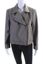 Baum Und Pferdgarten Womens Asymmetric Houndstooth Jacket Ivory Brown Navy EU 44