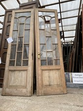 VICTORIAN - ORNATE GLASS DOUBLE / FRENCH DOORS -ANTIQUE PINE  - RECLAIMED - HUGE