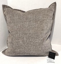 NWT DECO CHENILLE THROW PILLOW TEXTURE FLANGE FEATHER FILL 22  X 22  TAN GRAY
