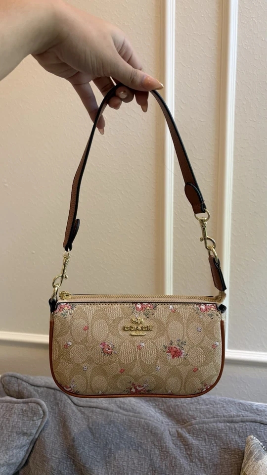 Coach Floral Shoulder Bag with Gold Chain Strap And Charm - Image 2 of 4