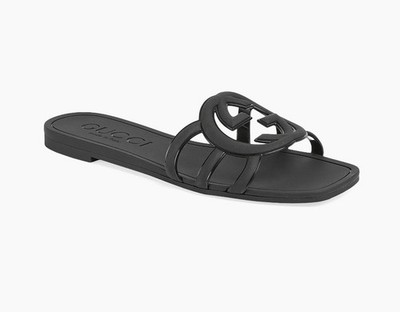 Gucci Women s Black Logo Slide Sandals Flat Casual Solid with Dust bag sz40