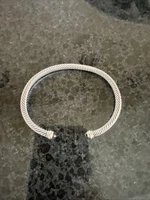 David Yurman Cable Classic Sterling 4mmBracelet with Garnet and 18K Yellow Gold