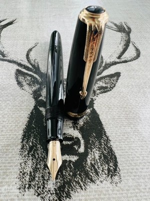 Parker Vacumatic Major laminierter Füllfederhalter, 14k M Feder, 1953 letztes Jahr produziert
