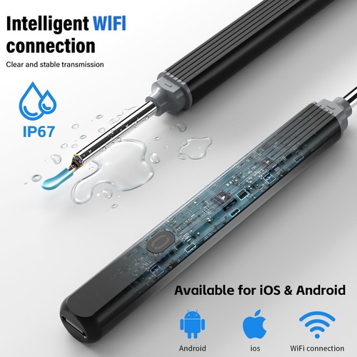 Pulitore per orecchie WiFi 1080P otoscopio impermeabile IP67 con fotocamera a - Foto 9 di 24